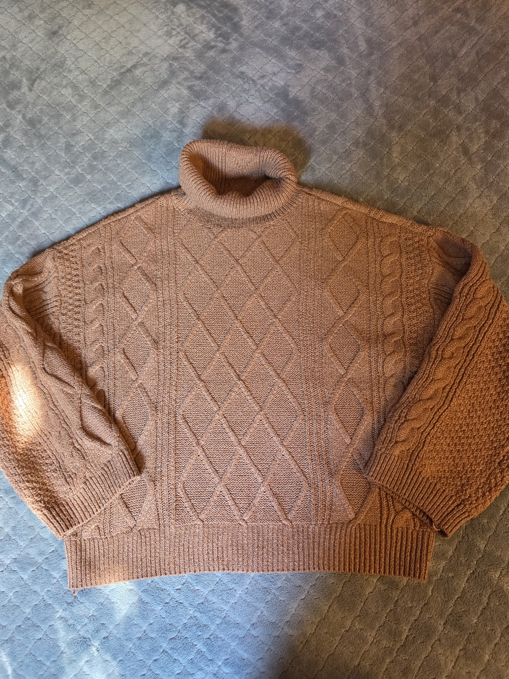 Elie Elie Tahari Diamond Cable Knit Turtleneck Sweater M